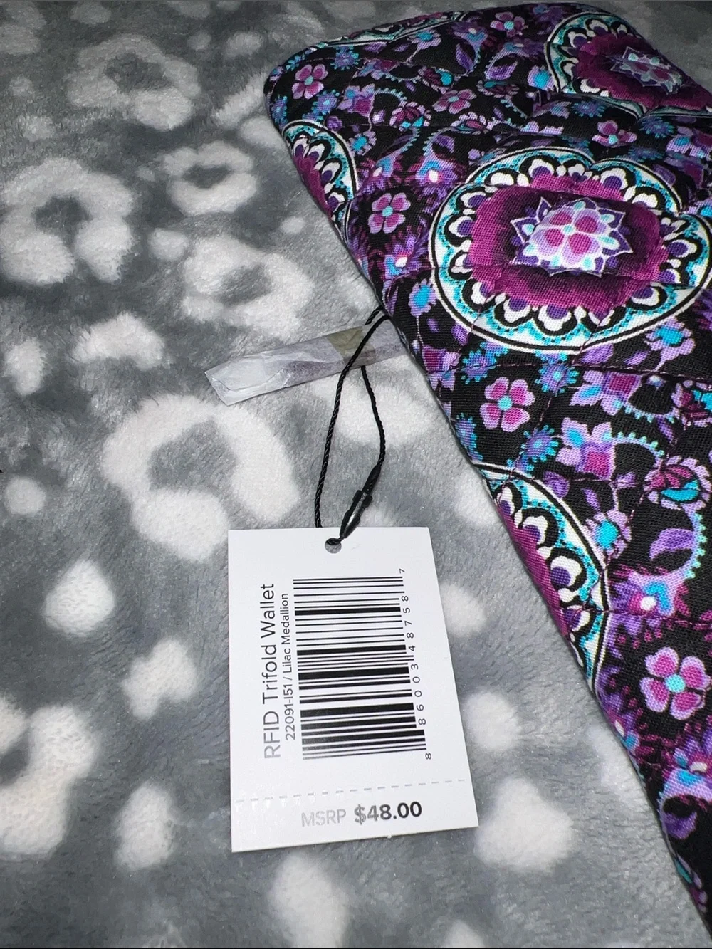 Vera Bradley Purple Teal Floral Quilted Wallet - Picture 7 of 8